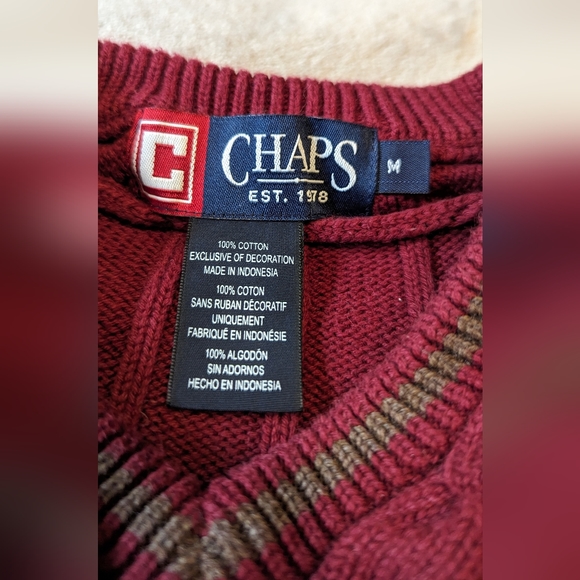 Chaps burgundy polo cotton sweater M - Picture 2 of 6